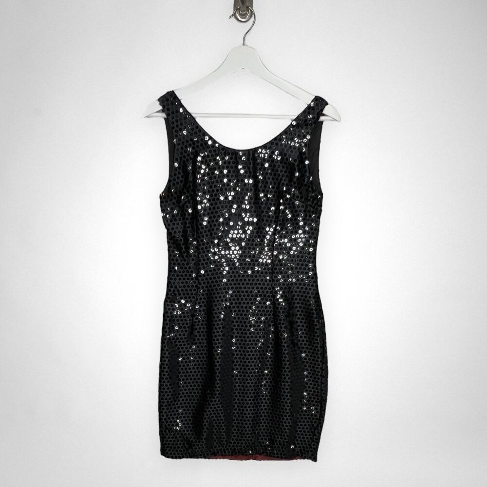 Vintage 90s NECESSARY OBJECTS‎ Black Sequin Sleeveless Dress S